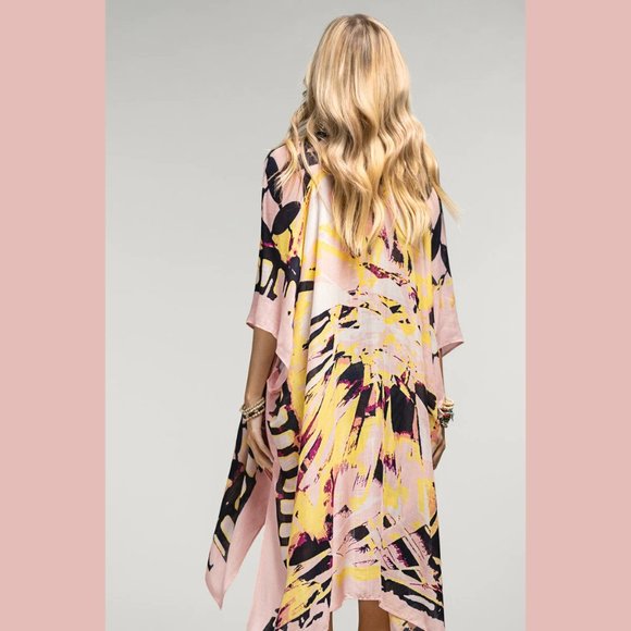 Psychedelic Retro Tie Dye Coverup Kimono Duster - Picture 7 of 8